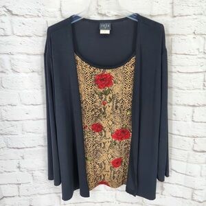 Elegant Black and Gold Floral Top by